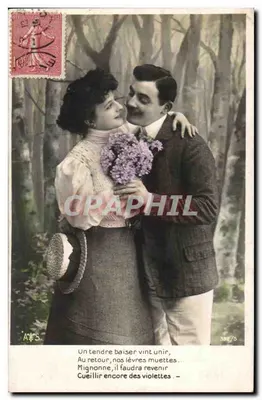 Un tendre baiser vint unir — couple en forêt — éditeur A.S. n°387/5