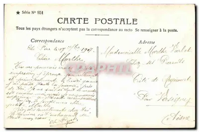 Le Dimanche des Amoureux — poème romantique — éditeur non identifié, série 951 — Verso