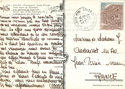 Salou — Luftbild der Calavíaña — Postkarten 'La Colomina' — Rückseite