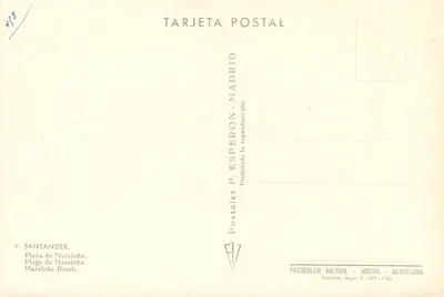 Praia de Matalena — Santander — Postales P. Esperon - Motril — Verso