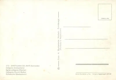 Santillana del Mar — Kościół klasztorny (Dzwonnica) — Garcia Garrabell y Cía, nr 273 — Rewers