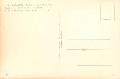 Zaragoza — Río Ebro et Sanctuaire d'El Pilar — éditeur COBAS & Cie, n° 744 — Rewers
