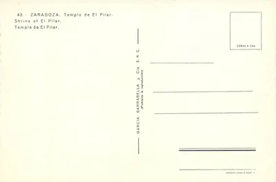 Zaragoza. Klasztor El Pilar — wydawca Garcia Garrabella & Cia. S.R.C. — Rewers