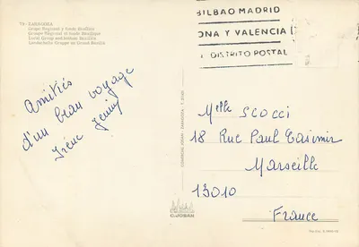 Bazylika w Saragosze — widok z rzeki — wydawca C. Josan, n°79 — Rewers