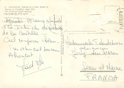 Krucyfikcja — Tkanina z XIV wieku — Zaragoza, Katedra La Seo, Muzeum Tkanin — Rewers