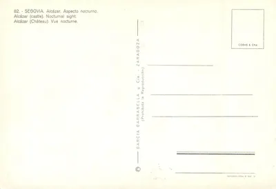 Alcázar w Segowii — widok nocny — Garcia Garrabella & Cía, seria 82 — Rewers