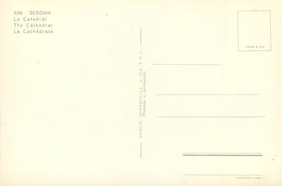 Segóvia — A Catedral — Garcia & Cia S.R.C. — Verso