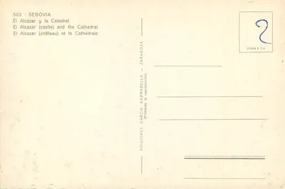 Alcázar e catedral de Sevilha — Edições García Garrabella, n°503 — Verso