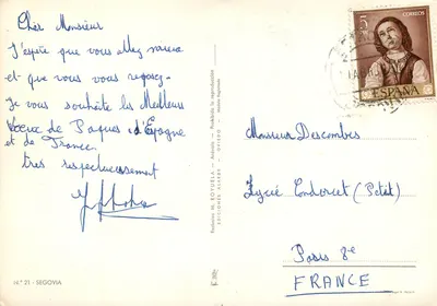Segóvia — Recuerdo de Segovia — Éditions Arévalo, N° 21 — Verso