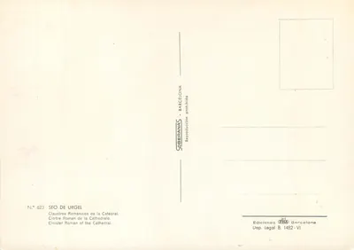Cloister romano da catedral — Urgel — Edições SOBERANAS, série N.º 623 — Verso