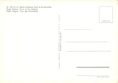 Sevilha - Alcáçar Real. Pátio das Donzelas — Garcia Garrabell & Cia. S.R.C. n°19 — Verso