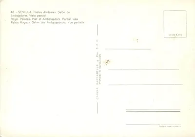 Seville. Reales Alcázares. Salón de Embajadores — widok częściowy — Garcia & Cia. S.R.C. n°46 — Rewers