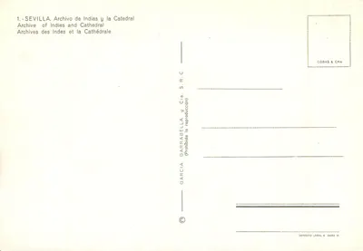 Sevilha — Catedral e Arquivos das Índias — Garcia Carrabell & Cia. S.R.C. — Verso