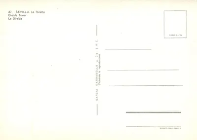 A Giralda — Torre da catedral de Sevilha — editada por Garcia Garrabella y Cía. S.R.C. — Verso