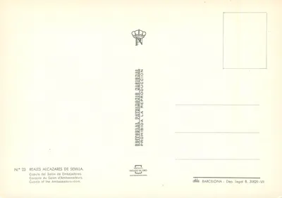 Kupola Salony Ambasadorów — Realne Alcázares w Sewilli — Wydawca: Editorial Patrimonio Nacional — Rewers