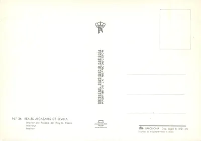Interior do Palácio de Pedro — Alcaçovas de Sevilha — Editor Patrimônio Nacional — Verso