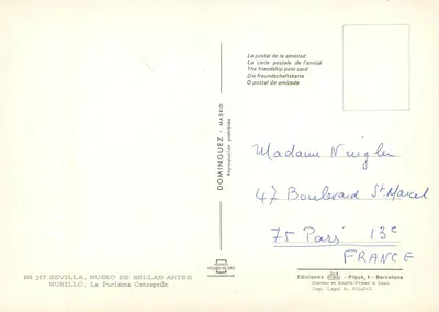 Madame Murillo — A Purísima Concepción — Dominguez - Madrid — Verso