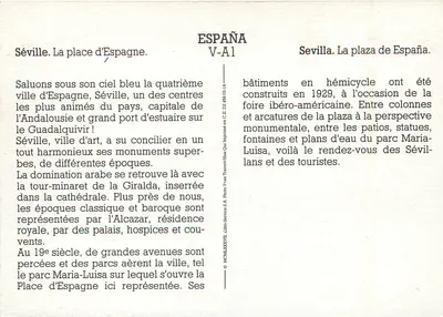Place d'Espagne — Séville — V-A1 — Editora: Cidéo-Service S.A. — Verso