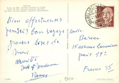Plac pani Elviry — Giralda w tle — Wydawnictwo w Hiszpanii — Rewers
