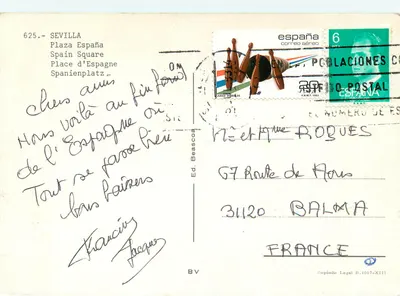 Plaza de España — Sevilla — Ed. Beascoa n°625 — Reverso