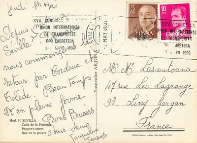 Sevilha — rua da Pimenta — Gráfica Hispana - Dep. Legal CA. 11/78 — Verso