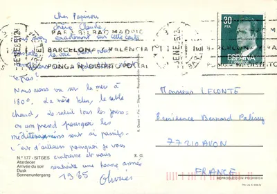 Zachód słońca nad wybrzeżem — Sitges — R. Gossé — N° 177 — Rewers