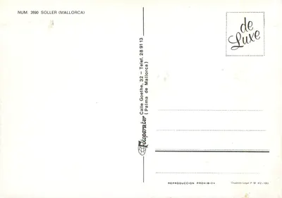 Soller — widok z placu z kościołem i górami — wydawca de Luxe, nr 2690 — Rewers