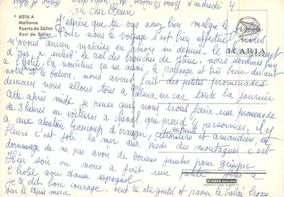 Port de Soller — animowana plaża — wydawca: A. Folietos & Cie, nr R 6016/A — Rewers