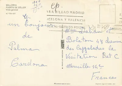 Port de Sóller — ogólny widok — Sadarcolor, N.º PM 407 — Rewers