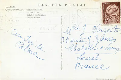 Port Sóller — szczegół portu — A. Campaña y J. Puig-Ferran, seria II n° 3244 — Rewers