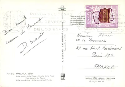 Sóller — widok panoramiczny i szczegóły plaży i portu — Éditions FISA, n° 1573 — Rewers