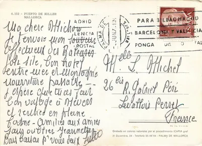 Puerto de Soller — widok panoramiczny — wydawca ICARIA, nr 6.152 — Rewers