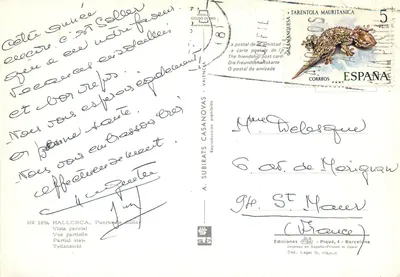 Bilhete postal moderno Mallorca porto de sollers vista parcial — Verso