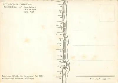 Arco de Bará — Tarragona — Editor RAYMOND, n° 67 — Verso