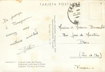 Tarragone - Cathédrale. Jardin dans le Cloître — Éditeur RAYMOND, Tarragone, n° T-14-IV — Rewers