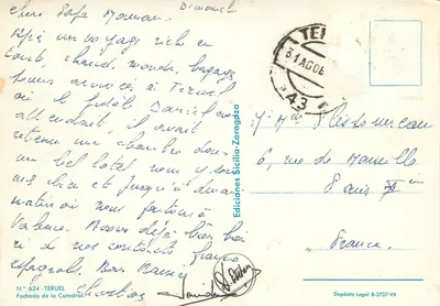 Teruel — Katedra w Teruelu — Wydawnictwo Sicilia-Zaragoza, nr 624 — Rewers