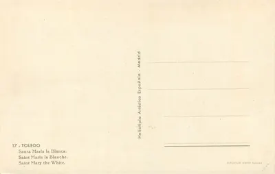 Toledo — Santa María la Blanca — Heliotipia Artística Española — Rückseite