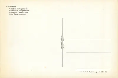 Toledo — Katedra — Ogólny widok — L. Arribas, Fournier, 1961 — Rewers