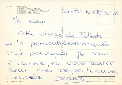 Toledo - Katedra, Czarna Panna — L. Arribas, n° 1.470 — Rewers
