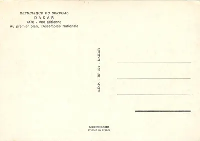Dakar — Widok z powietrza — Zgromadzenie Narodowe — A.D.P. Dakar — Rewers