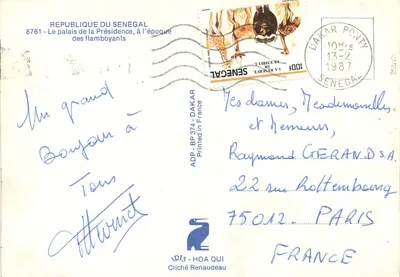 Pałac Prezydencki — Czas flamboyantów — ADP-BP374 Dakar — Rewers