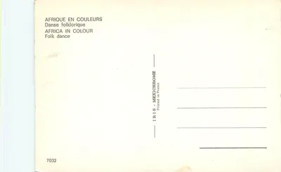 Volksdans — Afrika — uitgever IRIS-MEXICHROME, n° 7032 — Achterkant