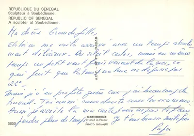 Sculpteur à Soubédioune — Republika Senegalu — wydawca Mexichrome, n° 5650 — Rewers