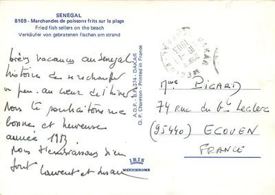 Sprzedawczynie frytków na plaży — Senegal — wydawca IRIS, nr 8169 — Rewers