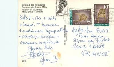 Dançarinos do Grupo Médy — África em Cores — editor IRIS-MEXIOTROME, n° 2647 — Verso