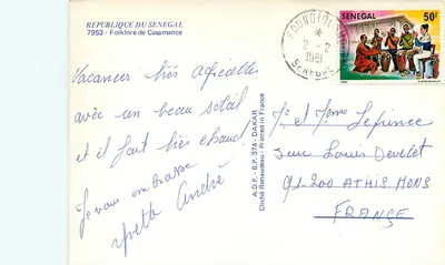 Folklore de Casamance — República do Senegal — A.D.P. B.P. 374 Dakar — Verso