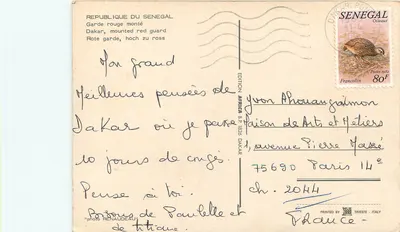 Guarda vermelha montada — Dakar — Edição Africa B.F. 1962 — Verso