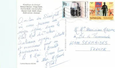 Wschodni Senegal — Maszka Bassari, wieś Bedik, antylopa — wydawca MASQUES — Rewers