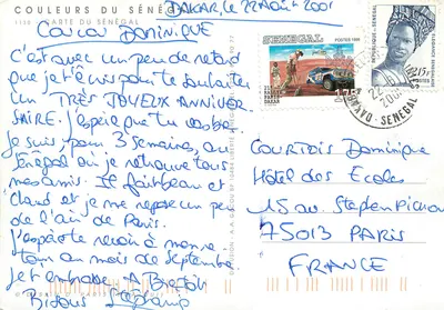 Senegal — Ilustrowana mapa z krajobrazami i zabytkami — Wydawnictwo Paryż (Rys. D.) — Rewers