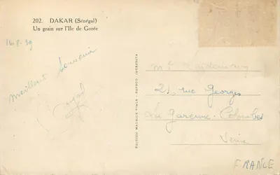 Dakar (Senegal) — Um grão na Ilha de Gorée — Edição Maurice Viale — Verso